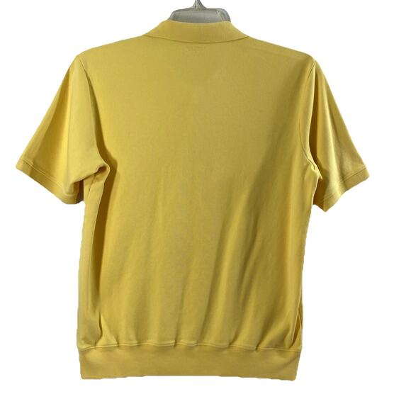 Lands' End Polo Shirt Mens Medium Yellow Golf Short Sleeve Ribbed Bottom - Picture 2 of 7